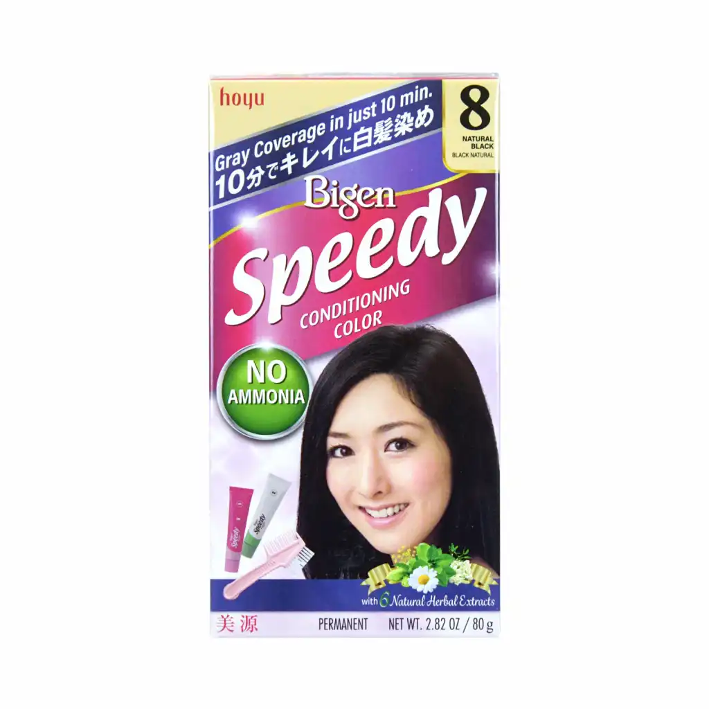 BIGEN Speedy Speedy Conditioning Color with a Set of Hair Dye Tool (#8 Natural Black) 80g