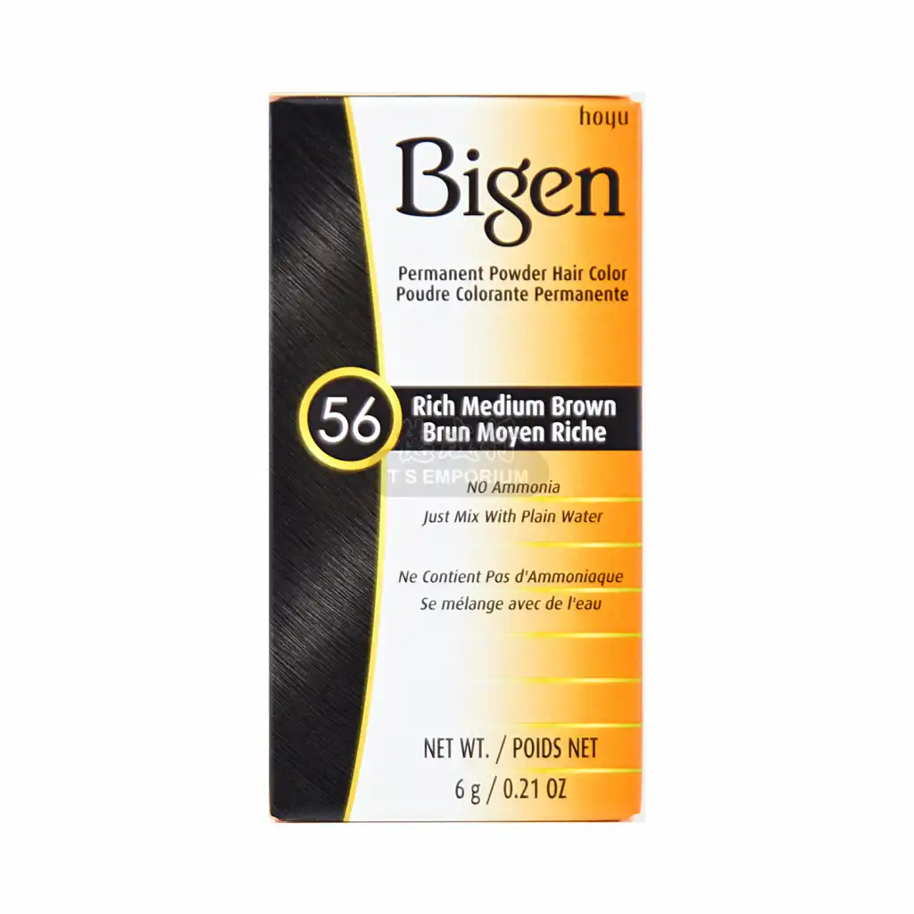 BIGEN Permanent Powder Hair Color (#56 Rich Medium Brown) 6g