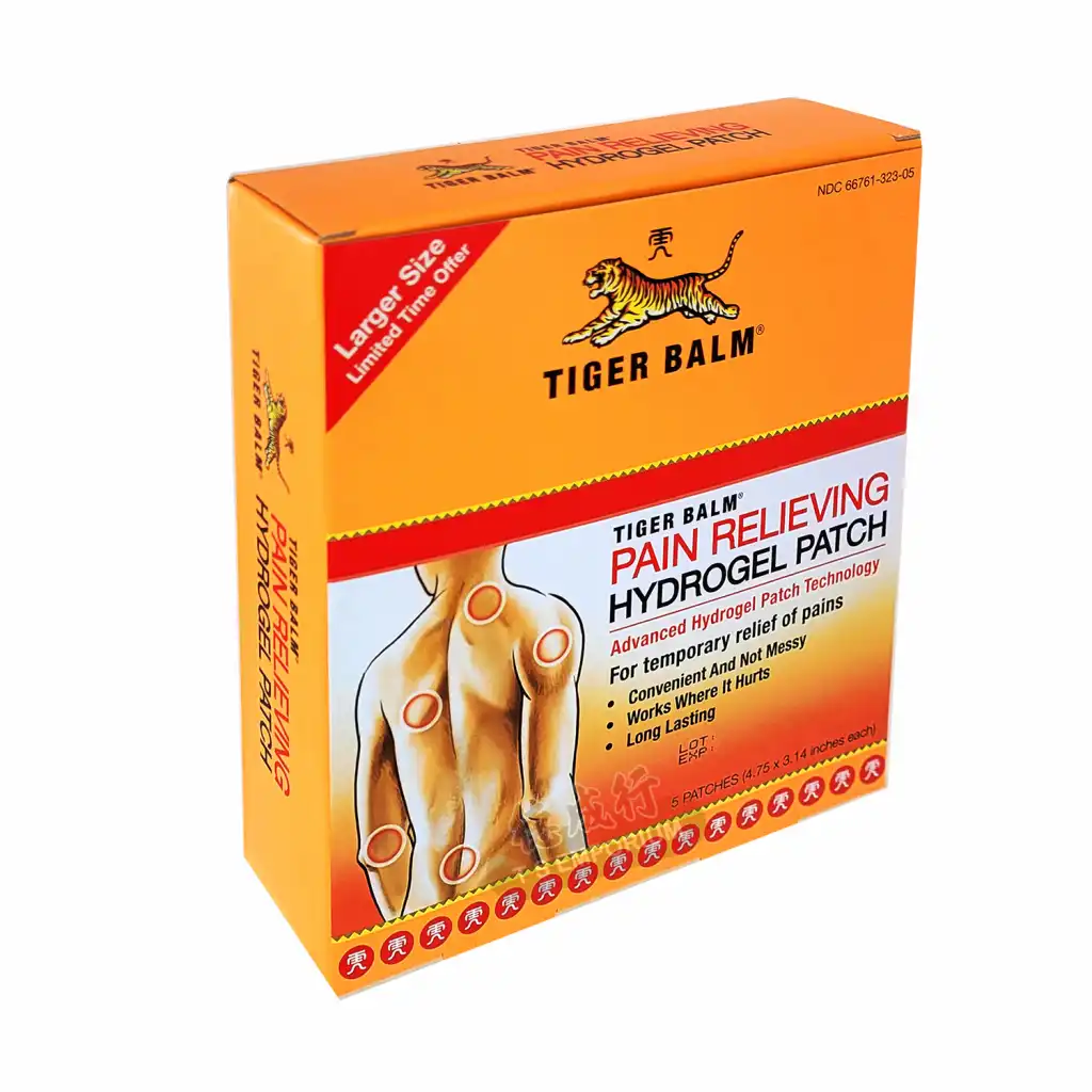 TIGER BALM Pain Relieving Patch (Advanced Hydrogel Patch) 4.75X3.14inch / 5 Patches