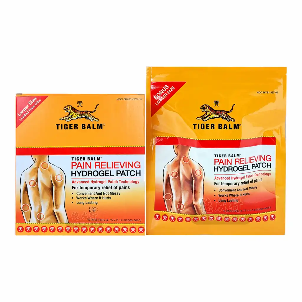 TIGER BALM Pain Relieving Patch (Advanced Hydrogel Patch) 4.75X3.14inch / 5 Patches