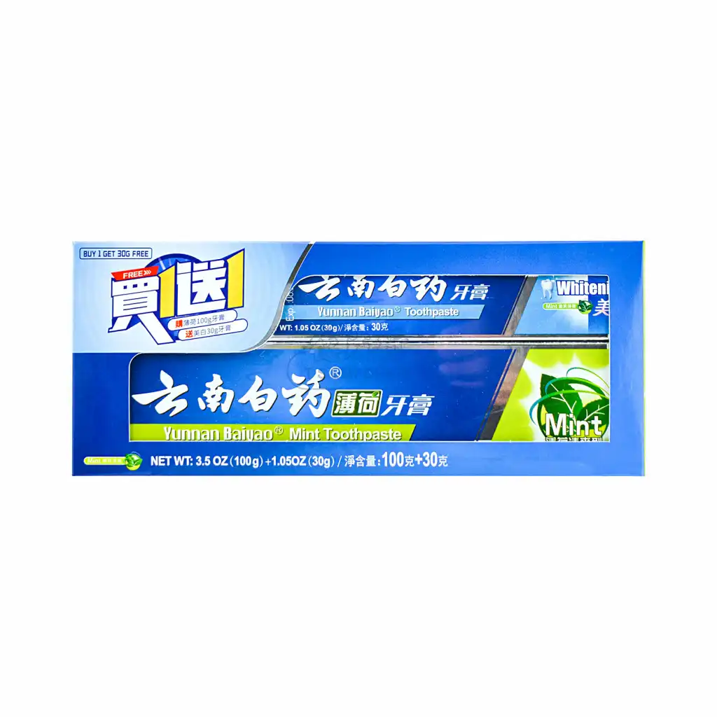 云南白药 牙膏(买1送1) 薄荷清爽型100g+美白30g