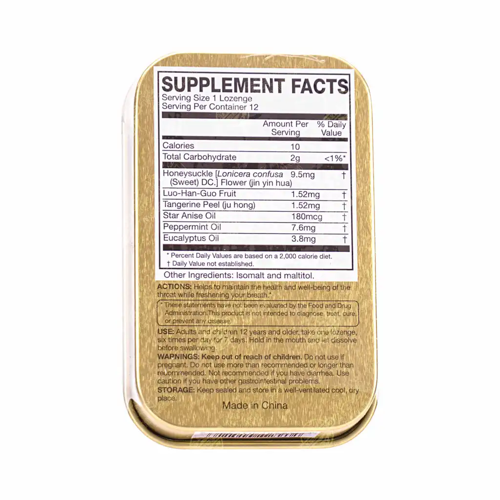 GOLDEN THROAT Lozenge Herbal Supplement - Honeysuckle Original Flavor 12 Lozenges