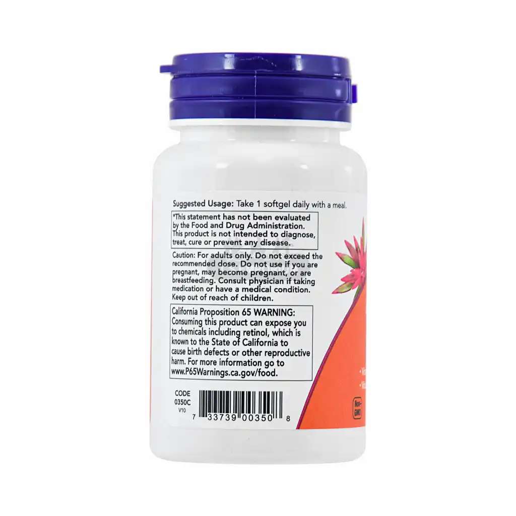 NOW美国诺奥 维生素 A & D 软凝胶囊 (A3,000+D10)mcgX100粒