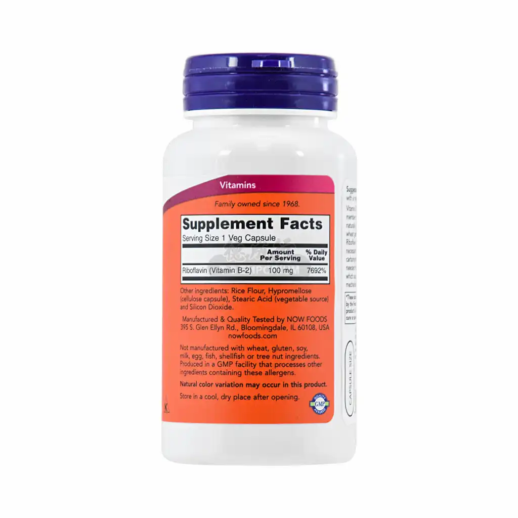 NOW美国诺奥 维生素B-2 素食胶囊 100mgX100粒