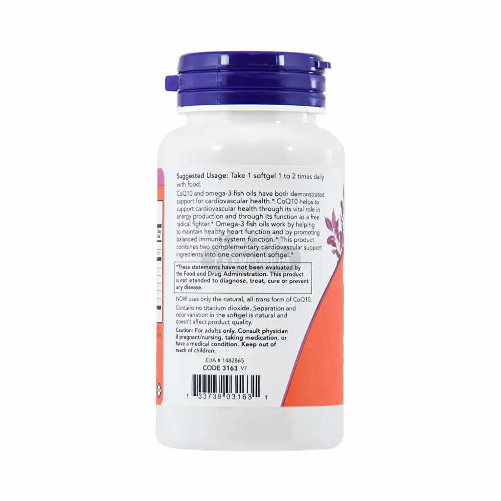 NOW美国诺奥 鱼油辅酶Q10含欧米伽3 软胶囊 60mgX60粒