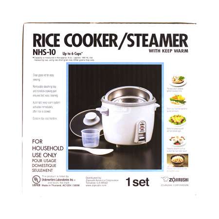 Zojirushi NHS-10 6 Cup Rice Cooker Steamer Warmer White Stainless