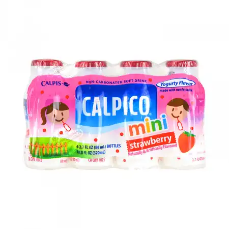 CALPICO Non-Carbonated Soft Drink, Strawberry Flavor 320ml(Mini:80mlX4Bottles)