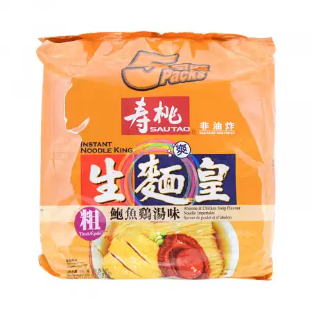 香港寿桃 生面皇 鲍鱼鸡汤味(粗) 5包入/350g