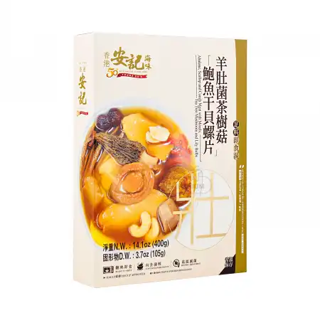 香港安记 足料即食汤 - 鲍鱼 干贝 螺片 羊肚菌 茶树菇 400g