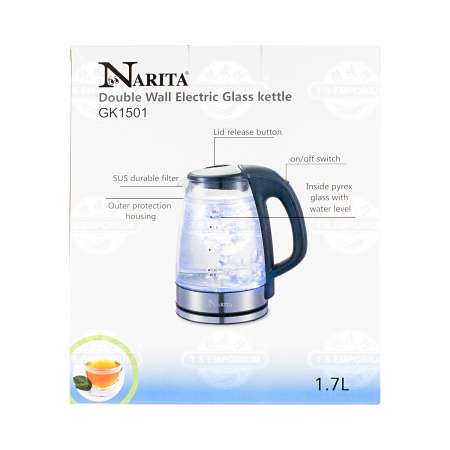 NARITA Double Wall Electric Glass Kettle 1.7L GK1501 Tak Shing Hong