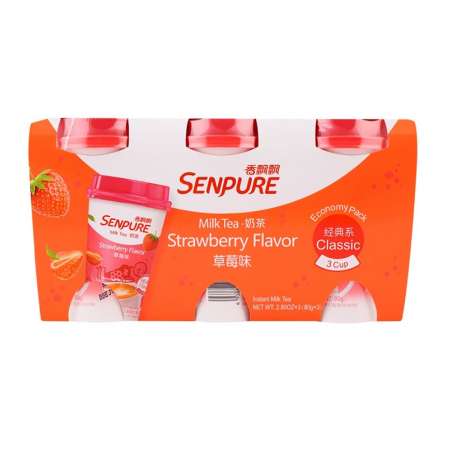 SENPURE Classic Milk Tea (Strawberry Flavor) 80g*3Cups - Tak Shing 
