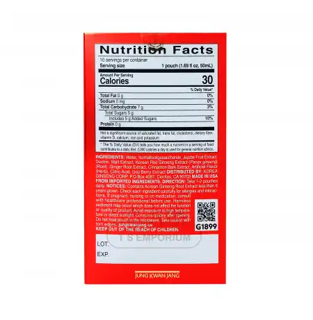 韩国正官庄 高丽参能量饮料 10袋入/500ml