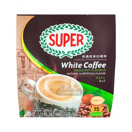 SUPER 三合一 速溶炭烧传承白咖啡 榛果风味 15包入/495g