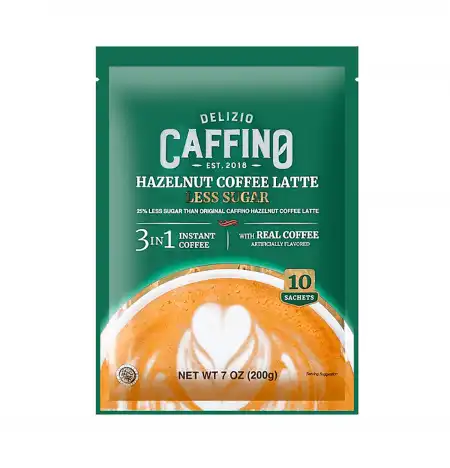 印尼DELIZIO CAFFINO 速溶三合一榛果拿铁咖啡 减糖 10pcs/200g