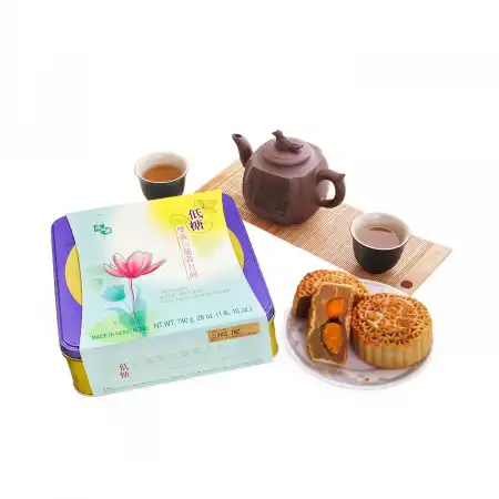 香港荣华 双黄白莲蓉月饼 (低糖) 740g (#102L)【预售】