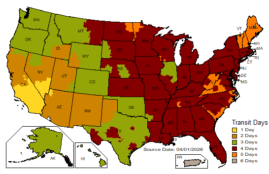 UPS Ground Transit Days Estimation